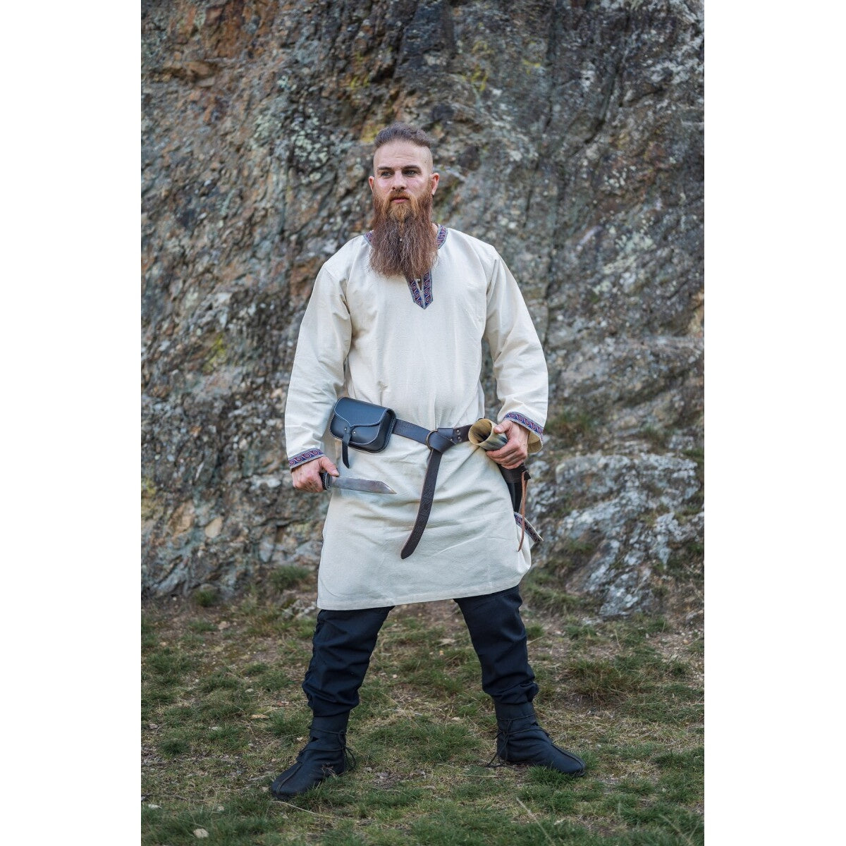 Imagen del producto Túnica medieval con cenefa Halvor beige