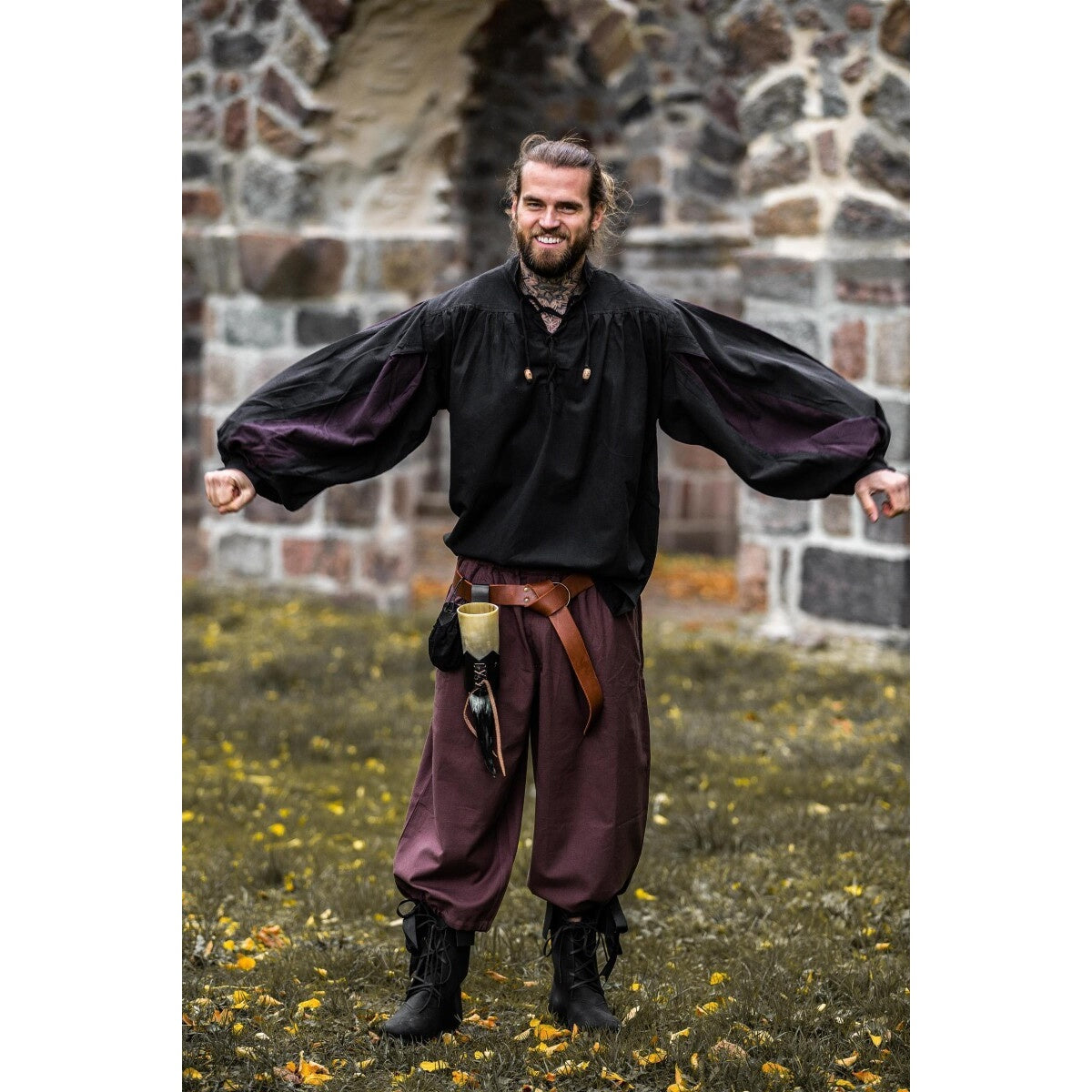 Imagen del producto Camisa de lansquenete medieval Albert negro-marrón