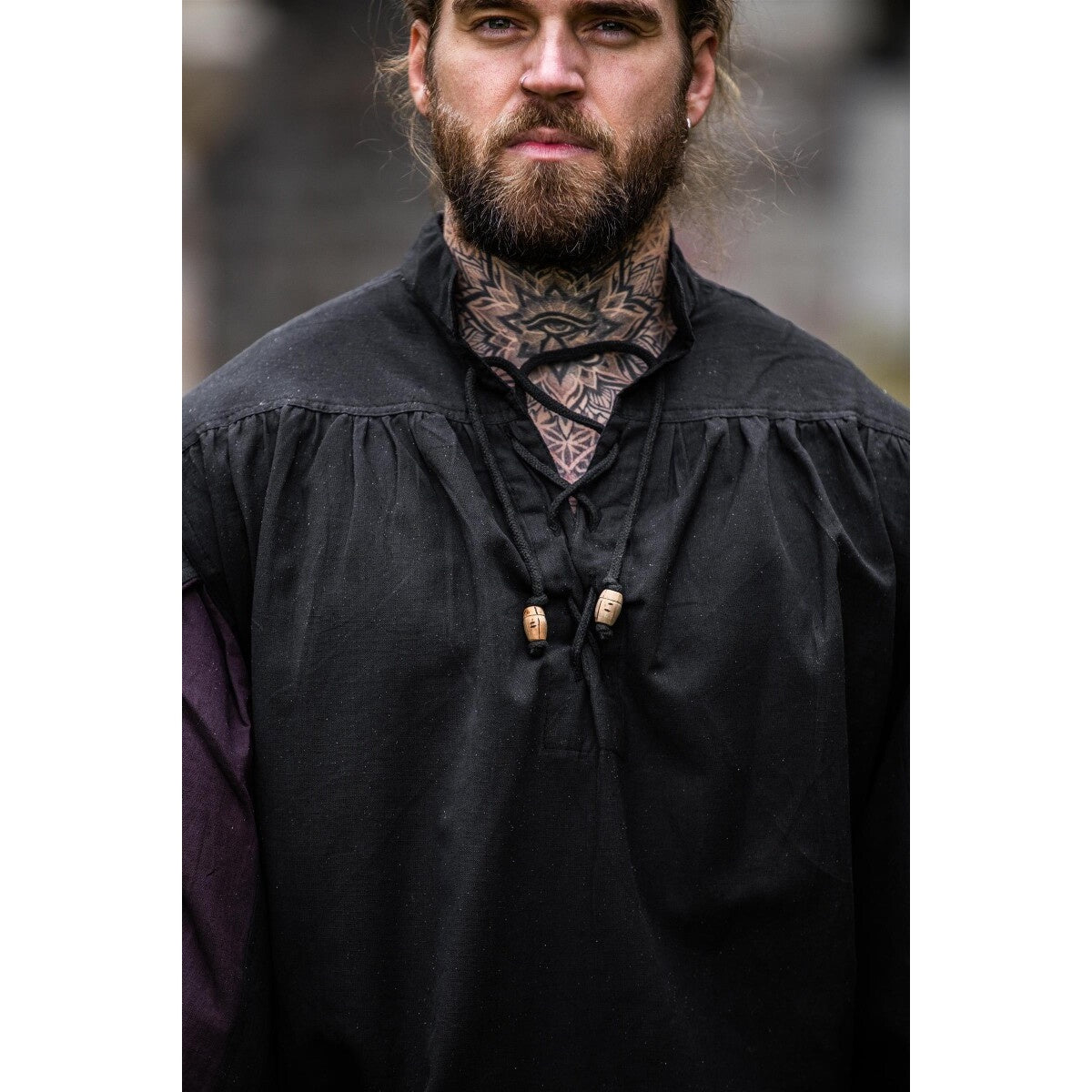 Imagen del producto Camisa de lansquenete medieval Albert negro-marrón