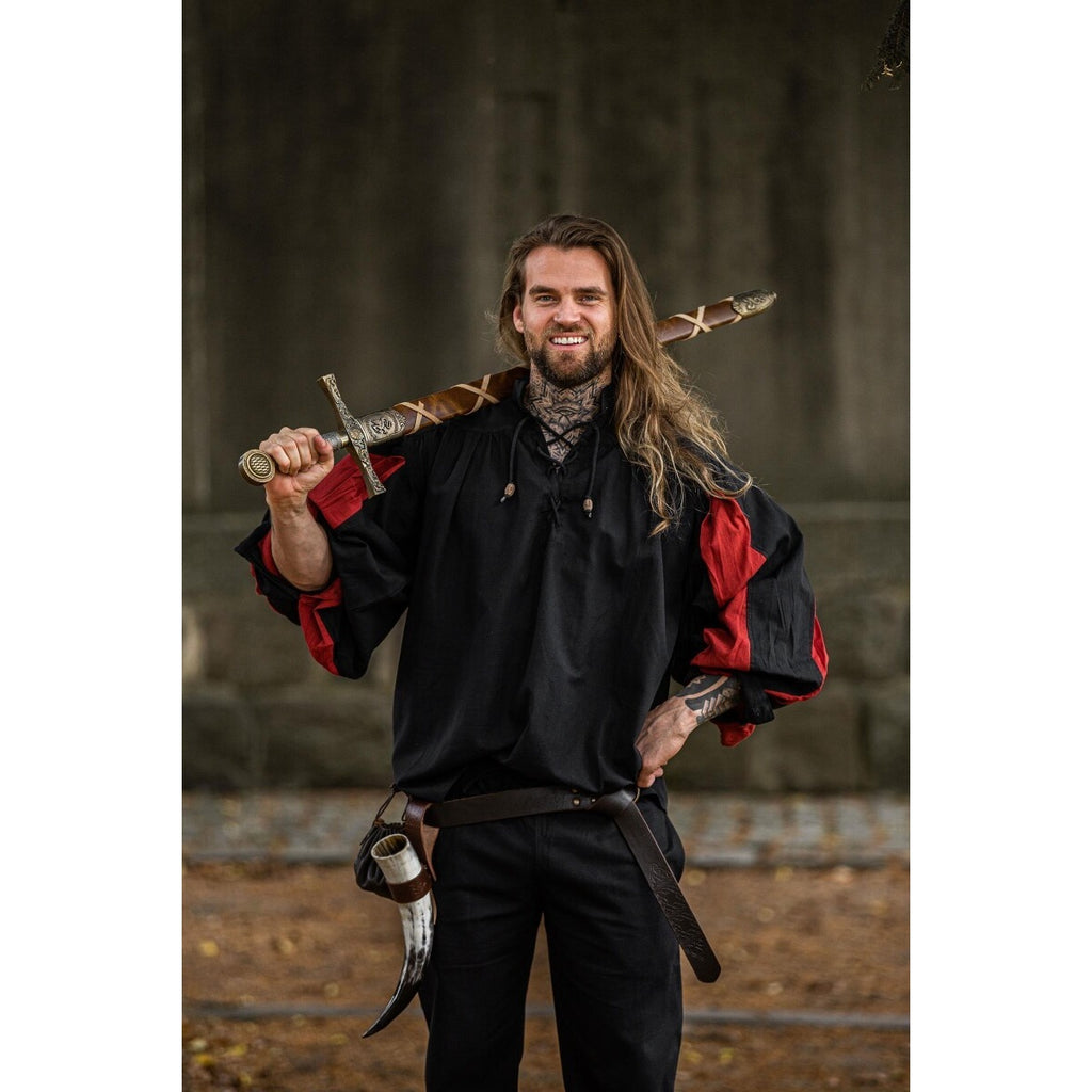 Imagen del producto Camisa de lansquenete medieval Albert negro-rojo