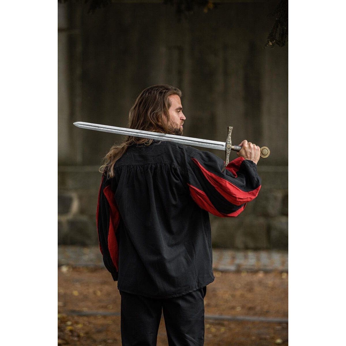Imagen del producto Camisa de lansquenete medieval Albert negro-rojo