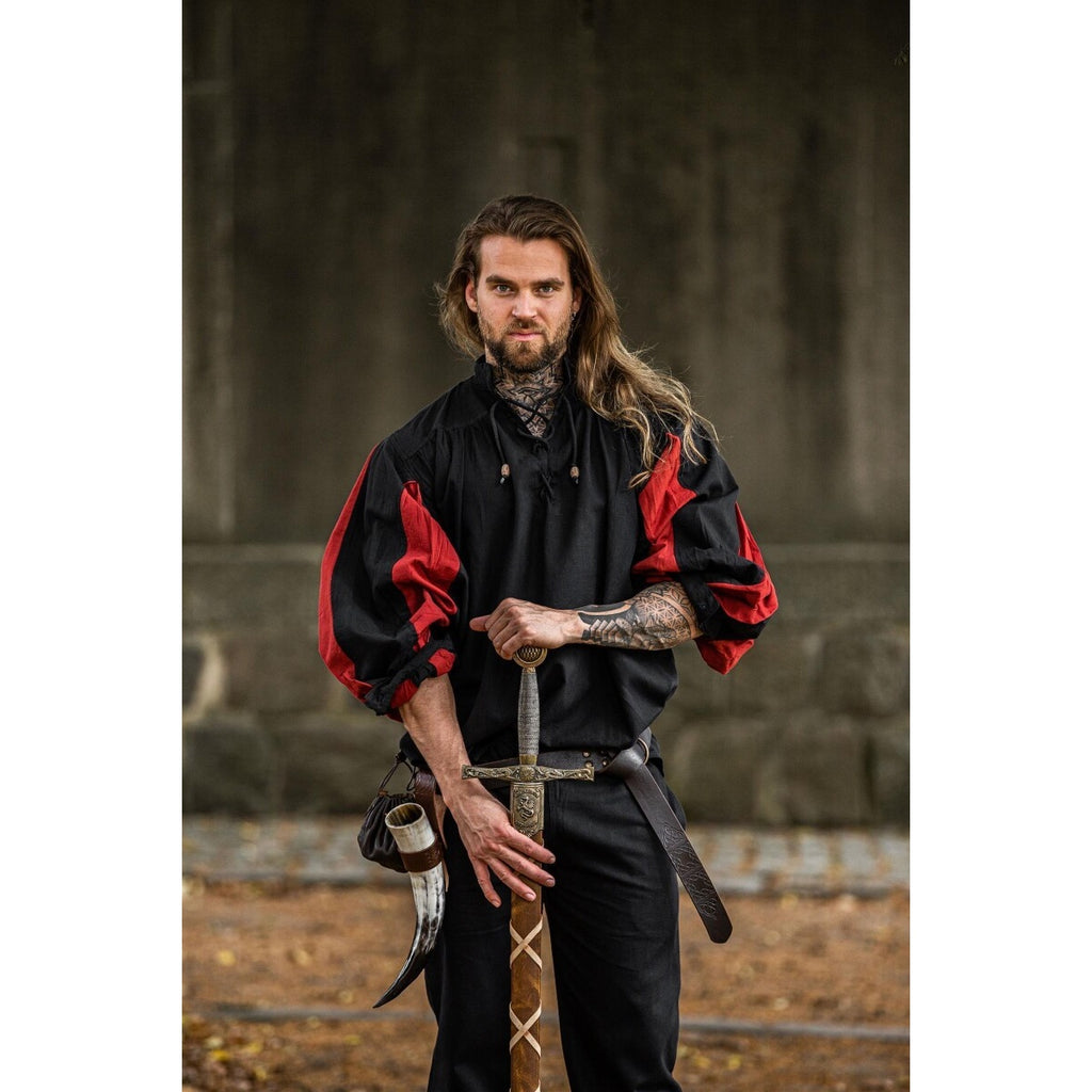 Imagen del producto Camisa de lansquenete medieval Albert negro-rojo