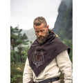 Imagen del producto Gugel medieval Tyr con bordado de lobo marrón