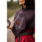 Imagen del producto Gugel medieval Tyr con bordado de lobo marrón