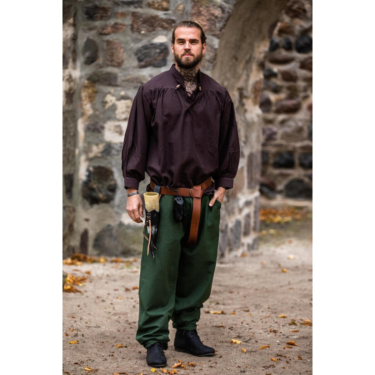 Imagen del producto Pantalón medieval Linhart con cordones en la cintura verde