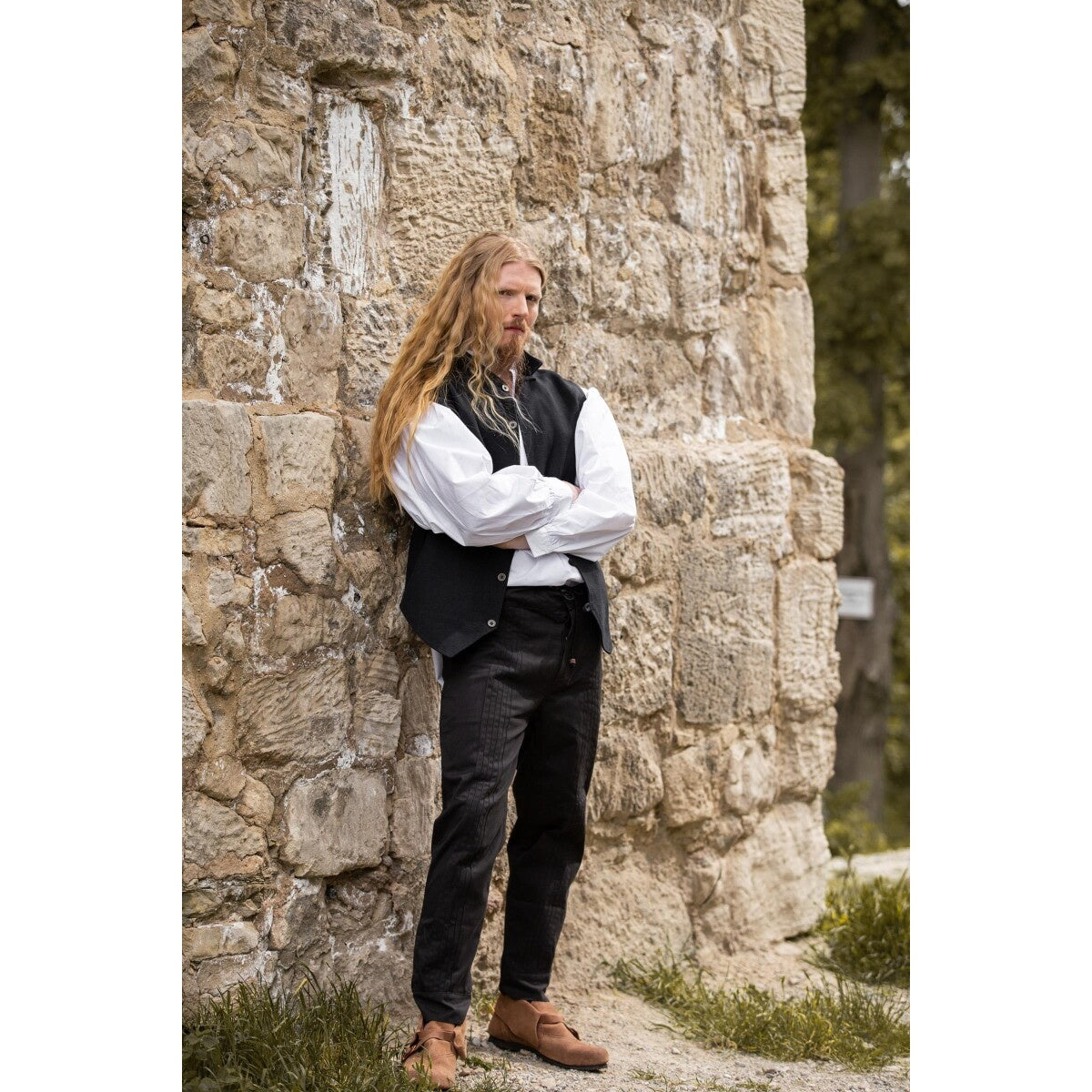 Imagen del producto Pantalón medieval Oskar con costura decorativa negro