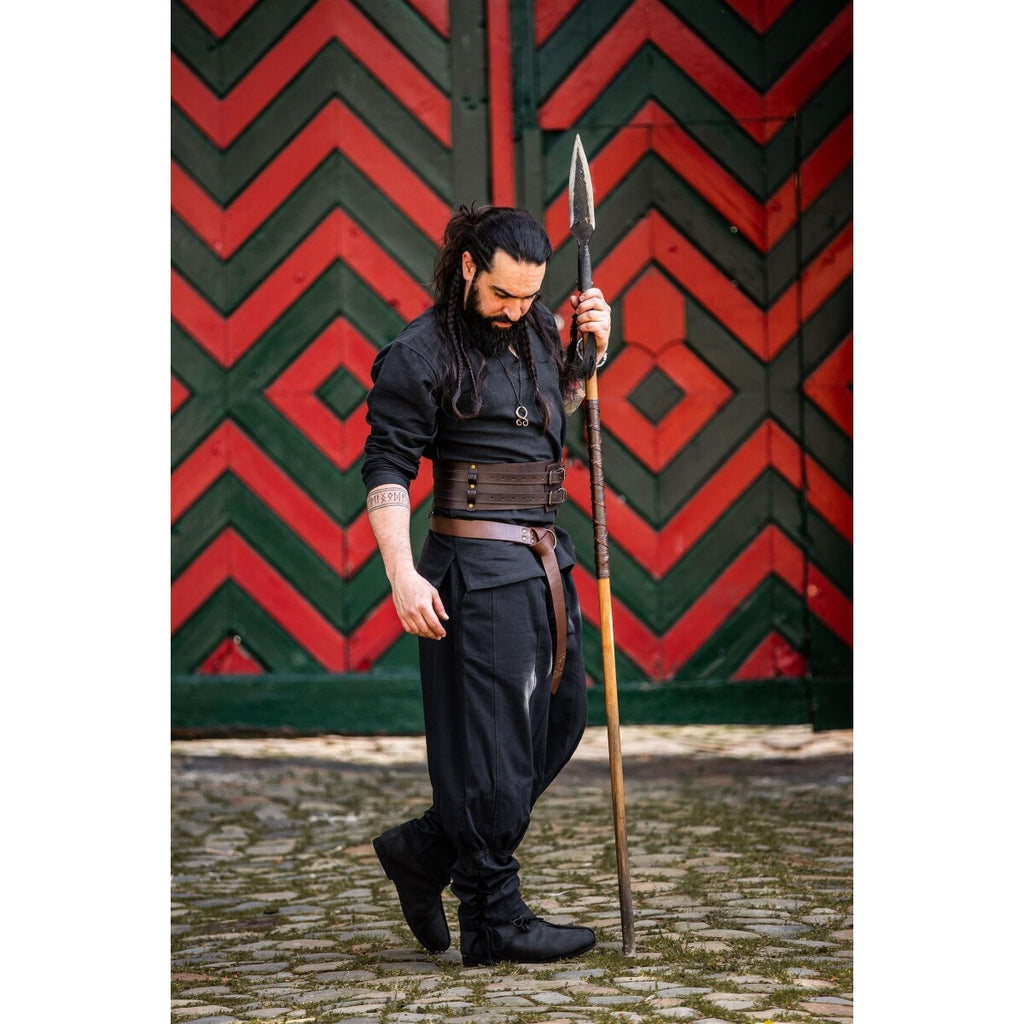 Imagen del producto Pantalón medieval Tiago con cordones en las piernas negro