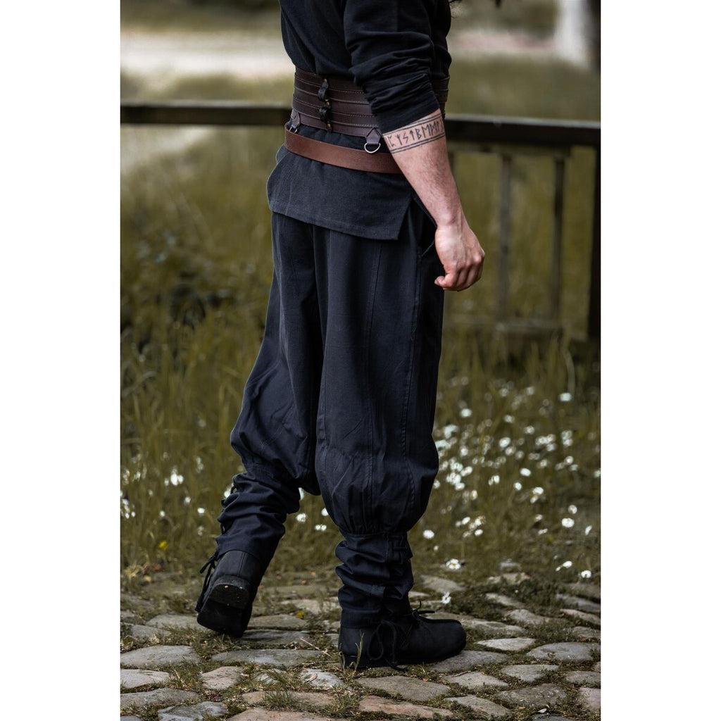 Imagen del producto Pantalón medieval Tiago con cordones en las piernas negro