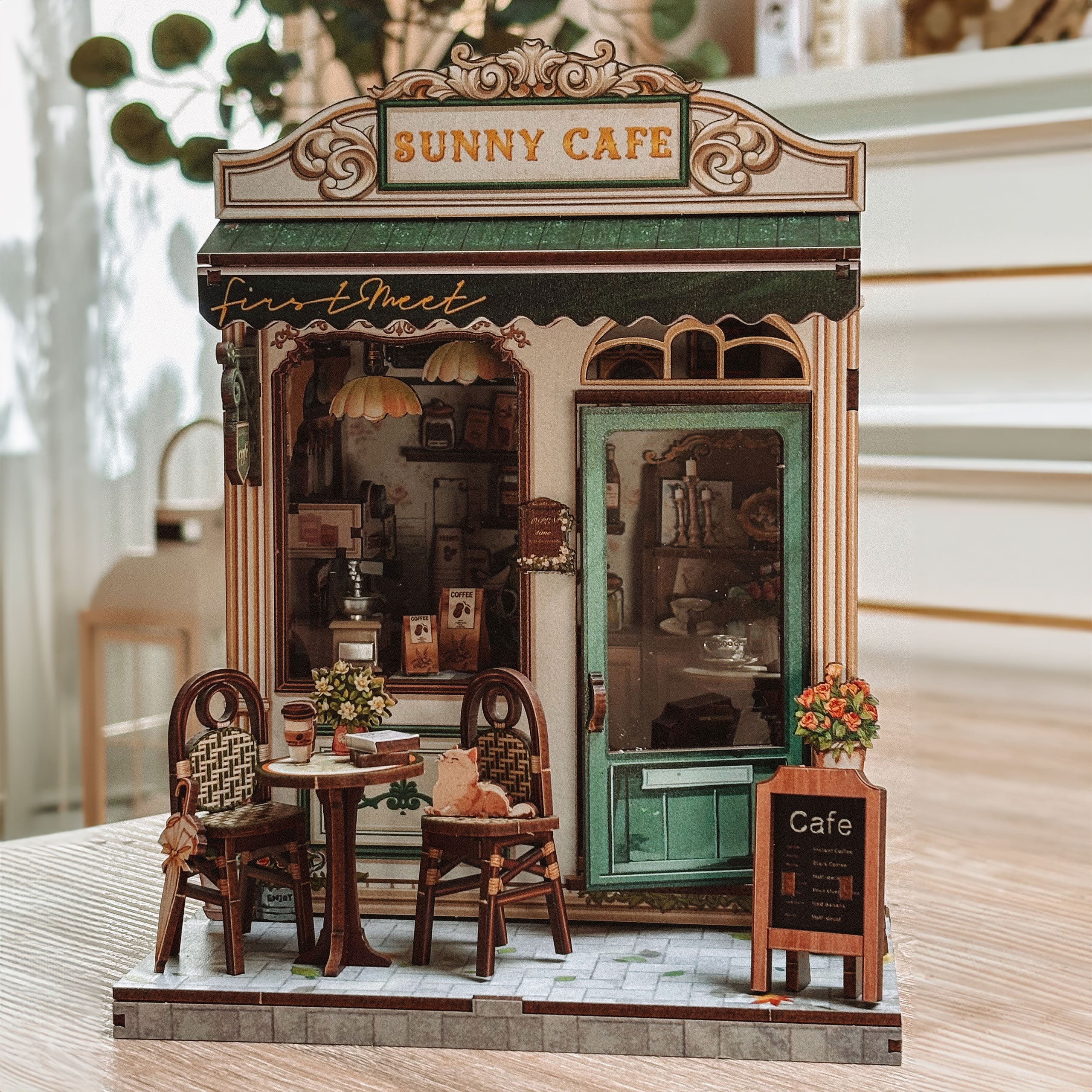 Imagen del producto CuteBee - Sunny Cafe casa en miniatura Book Nook kit de modelo
