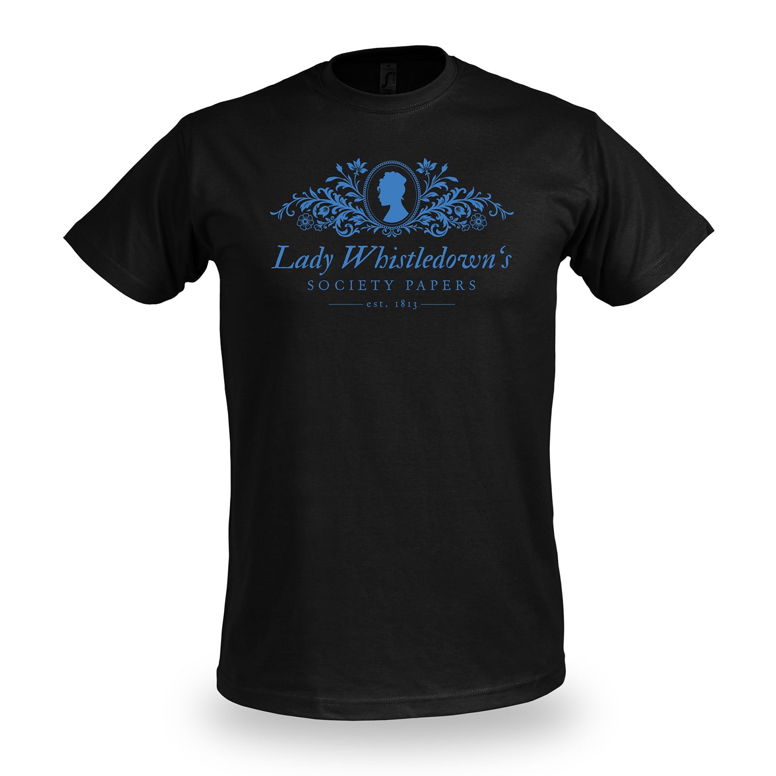 Imagen del producto Camiseta Society Papers negra para fans de Los Bridgerton