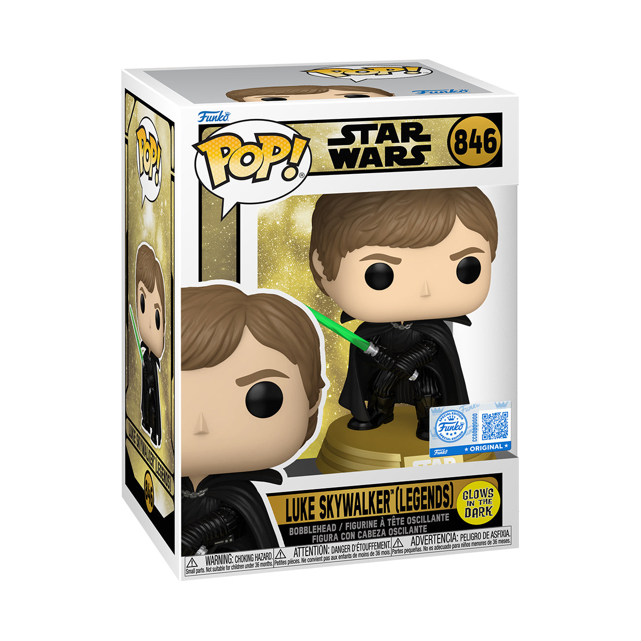 Imagen del producto Figura Funko Pop con cabeza oscilante Luke Skywalker Glow in the Dark - Star Wars