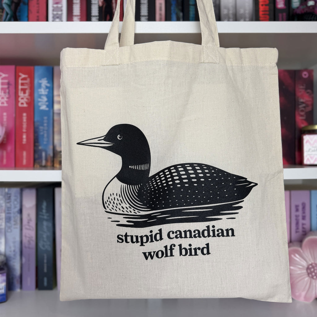 Imagen del producto Bolsa de tela Stupid Canadian Wolf Bird para fans de Heated Rivalry