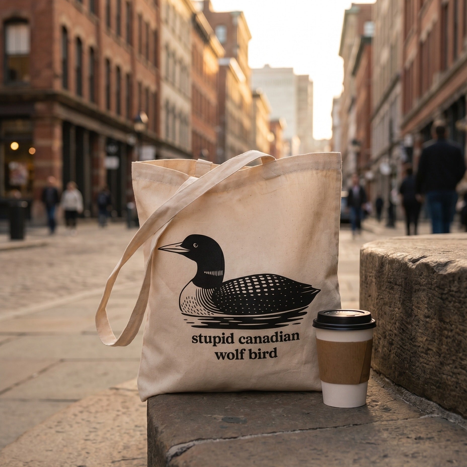 Imagen del producto Bolsa de tela Stupid Canadian Wolf Bird para fans de Heated Rivalry
