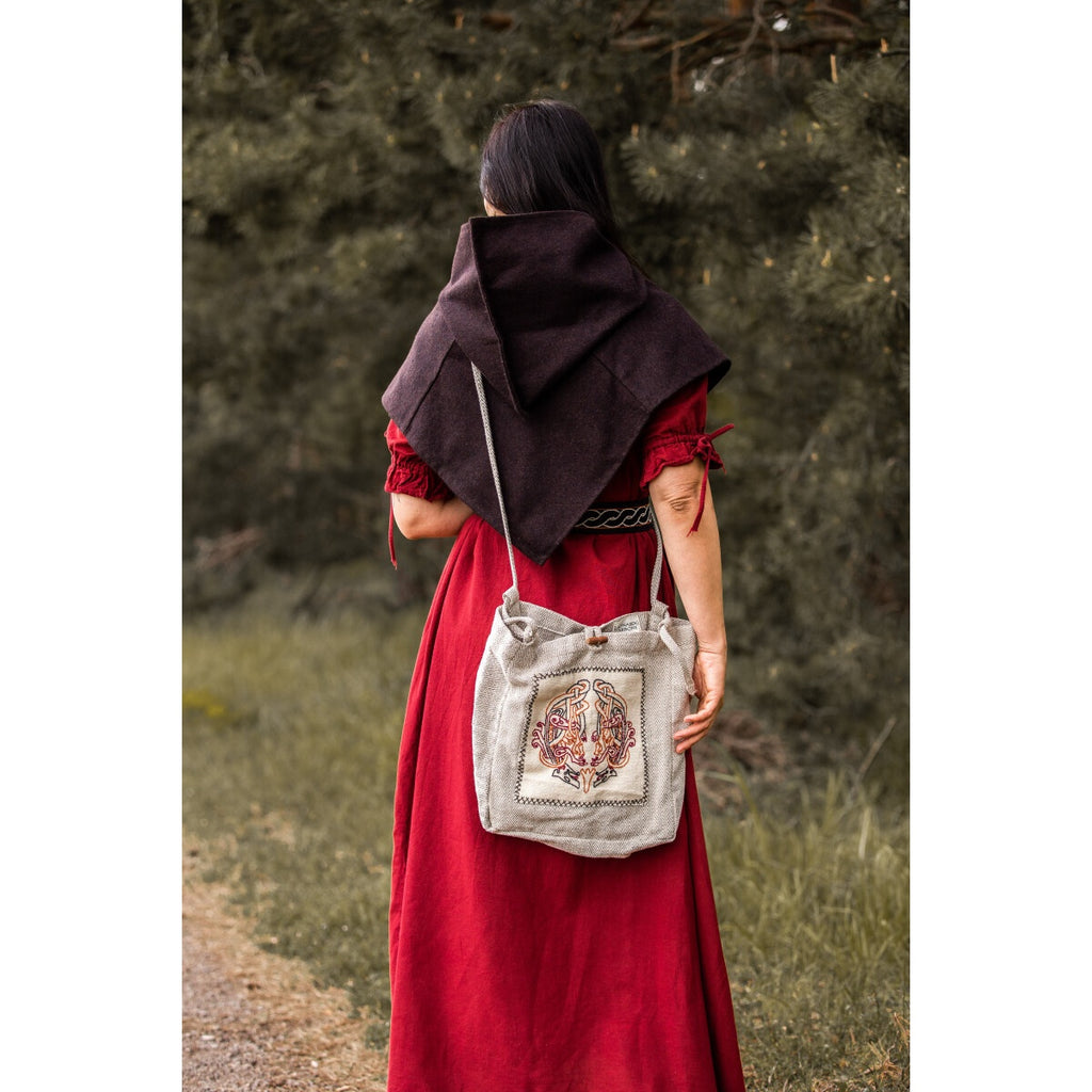 Imagen del producto Bolso bandolera medieval Tora con bordado beige