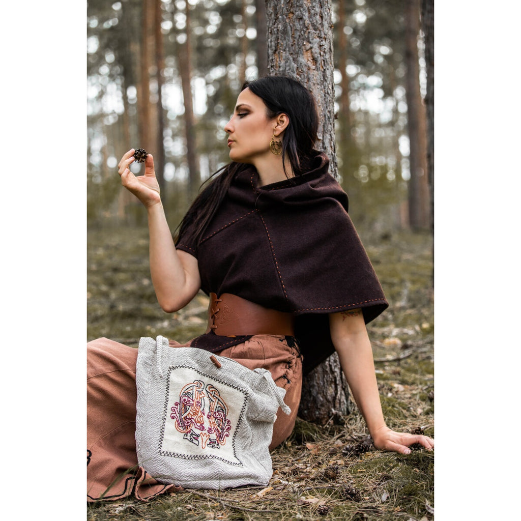 Imagen del producto Bolso bandolera medieval Tora con bordado beige