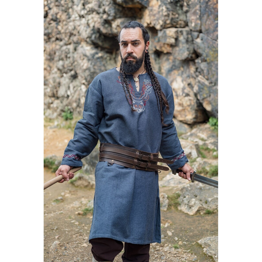 Imagen del producto Túnica vikinga medieval Freki azul grisáceo