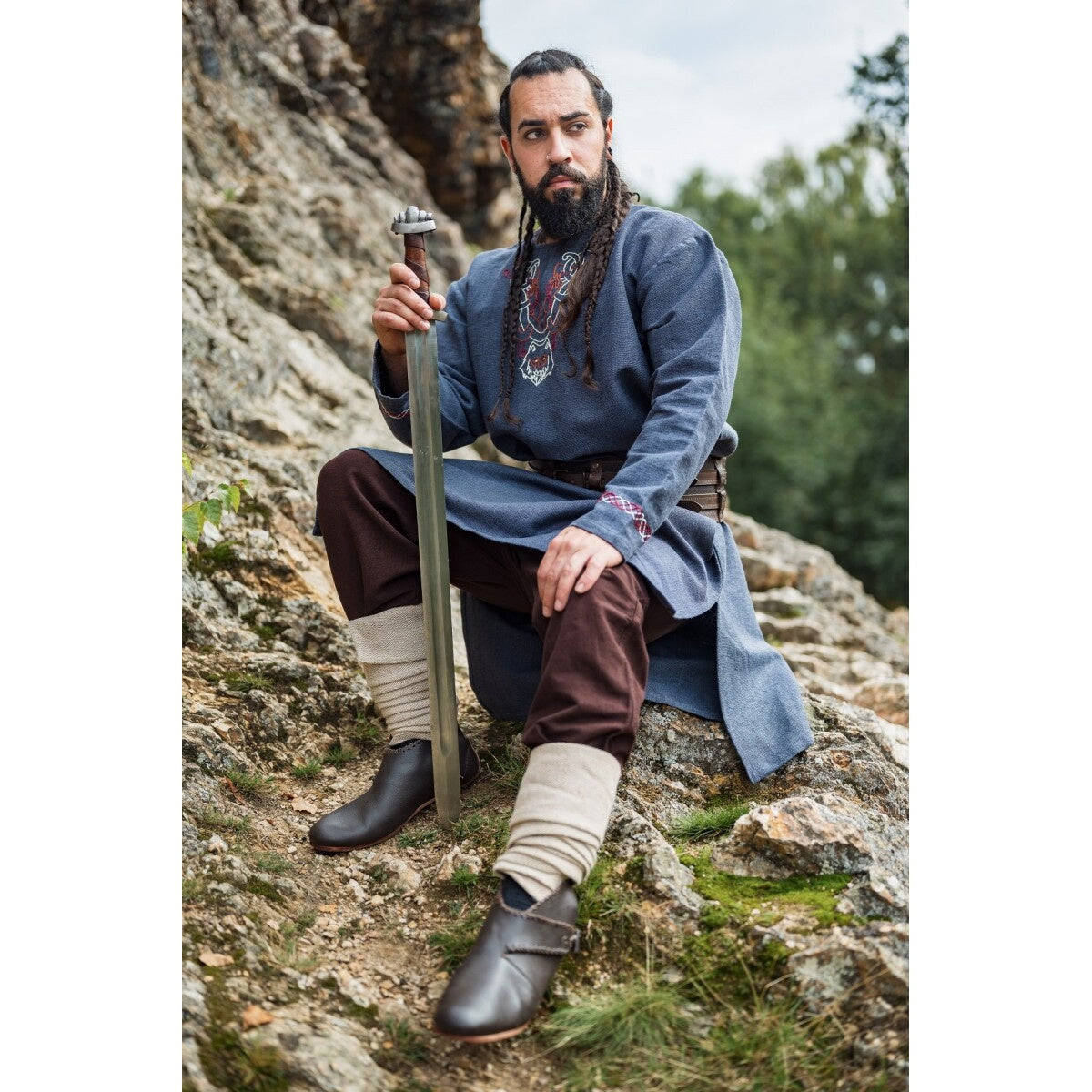 Imagen del producto Túnica vikinga medieval Freki azul grisáceo