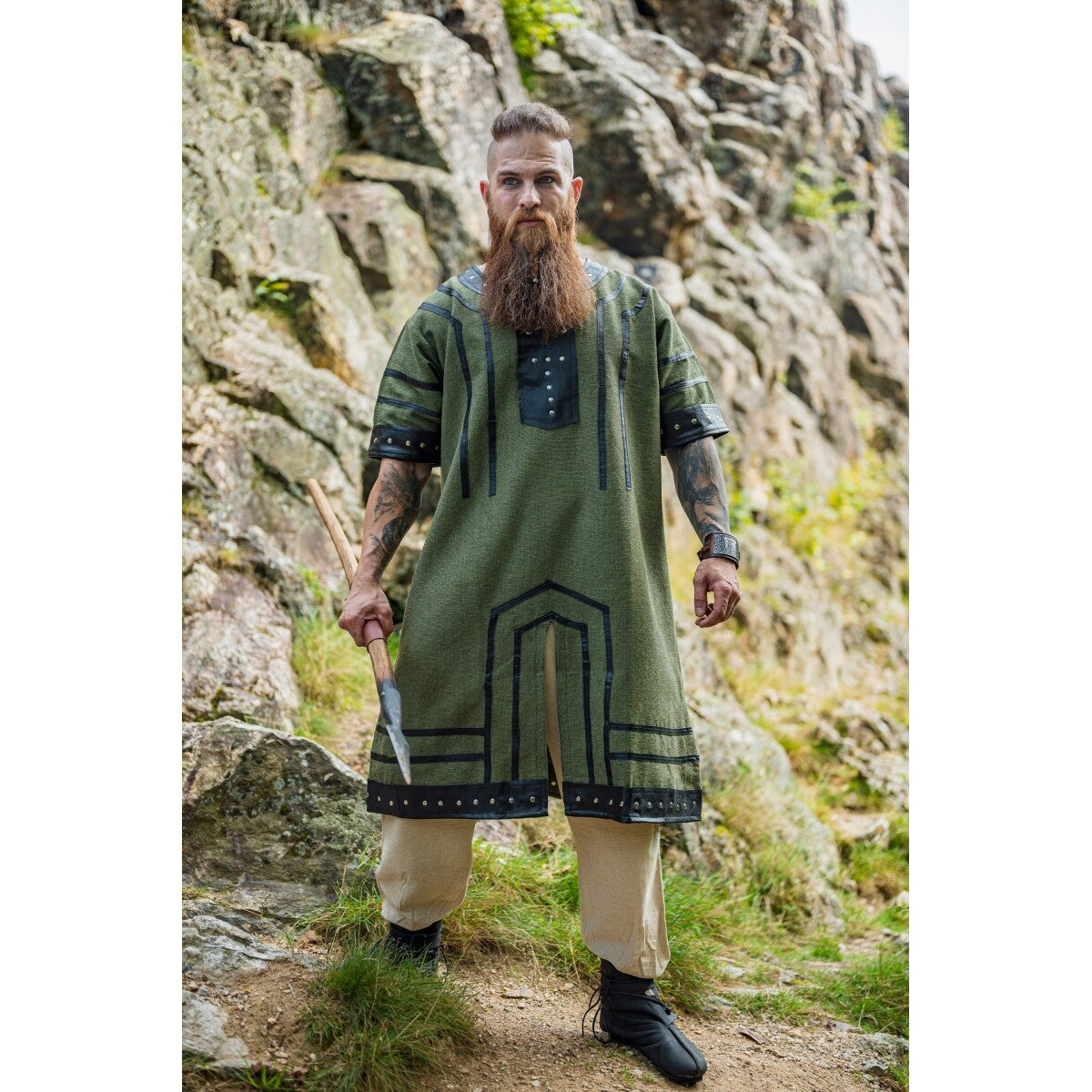 Imagen del producto Túnica vikinga medieval Rollo manga corta verde