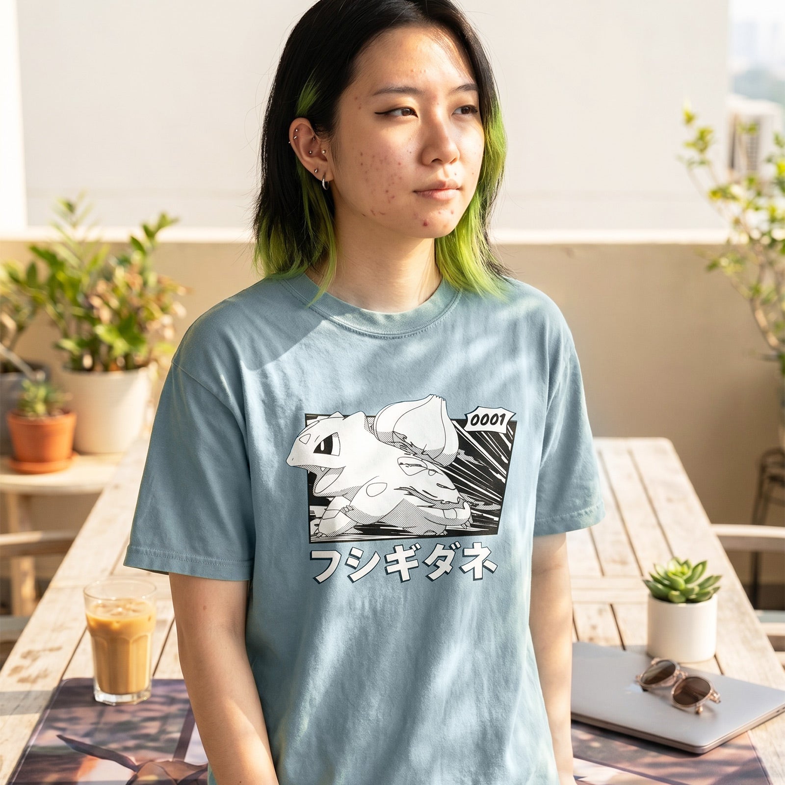 Imagen del producto Pokémon - Camiseta vintage Bulbasaur Katakana