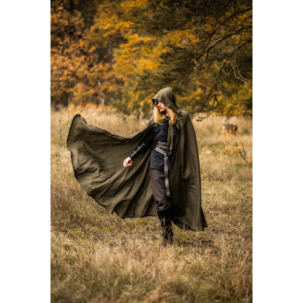 Imagen del producto Capa medieval de lino Mimir verde