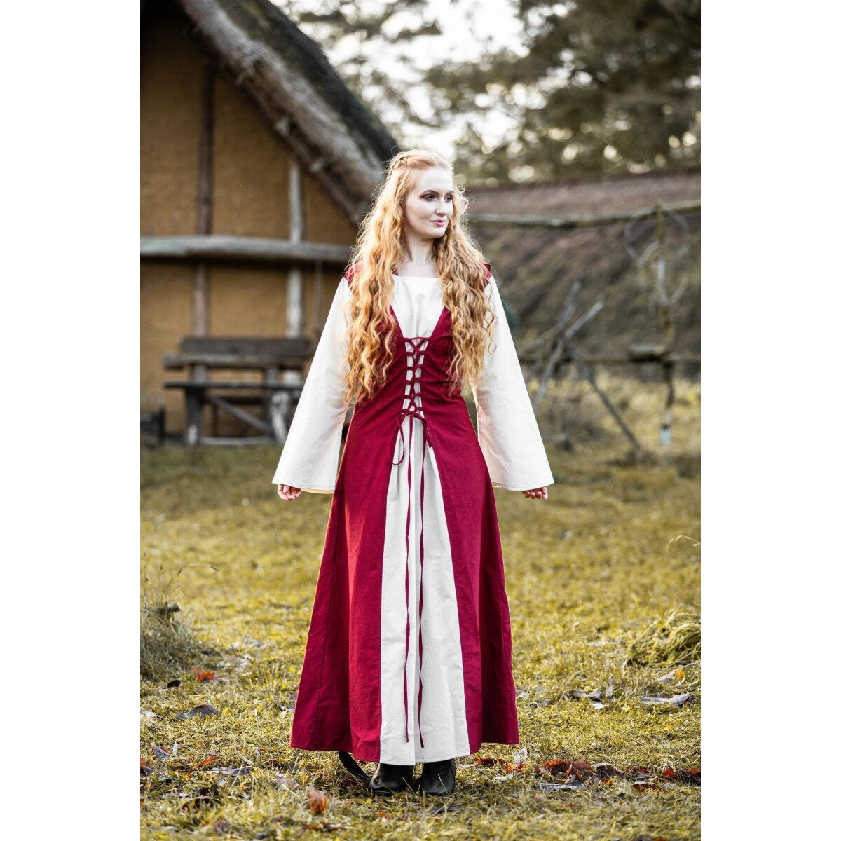 Imagen del producto Vestido medieval Genefe rojo-beige