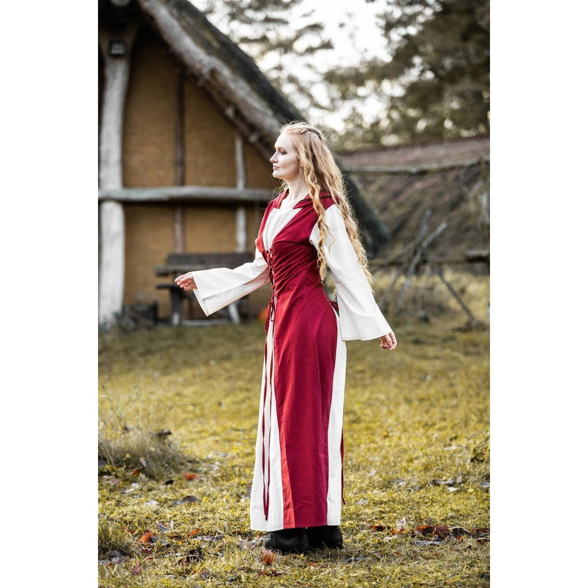Imagen del producto Vestido medieval Genefe rojo-beige