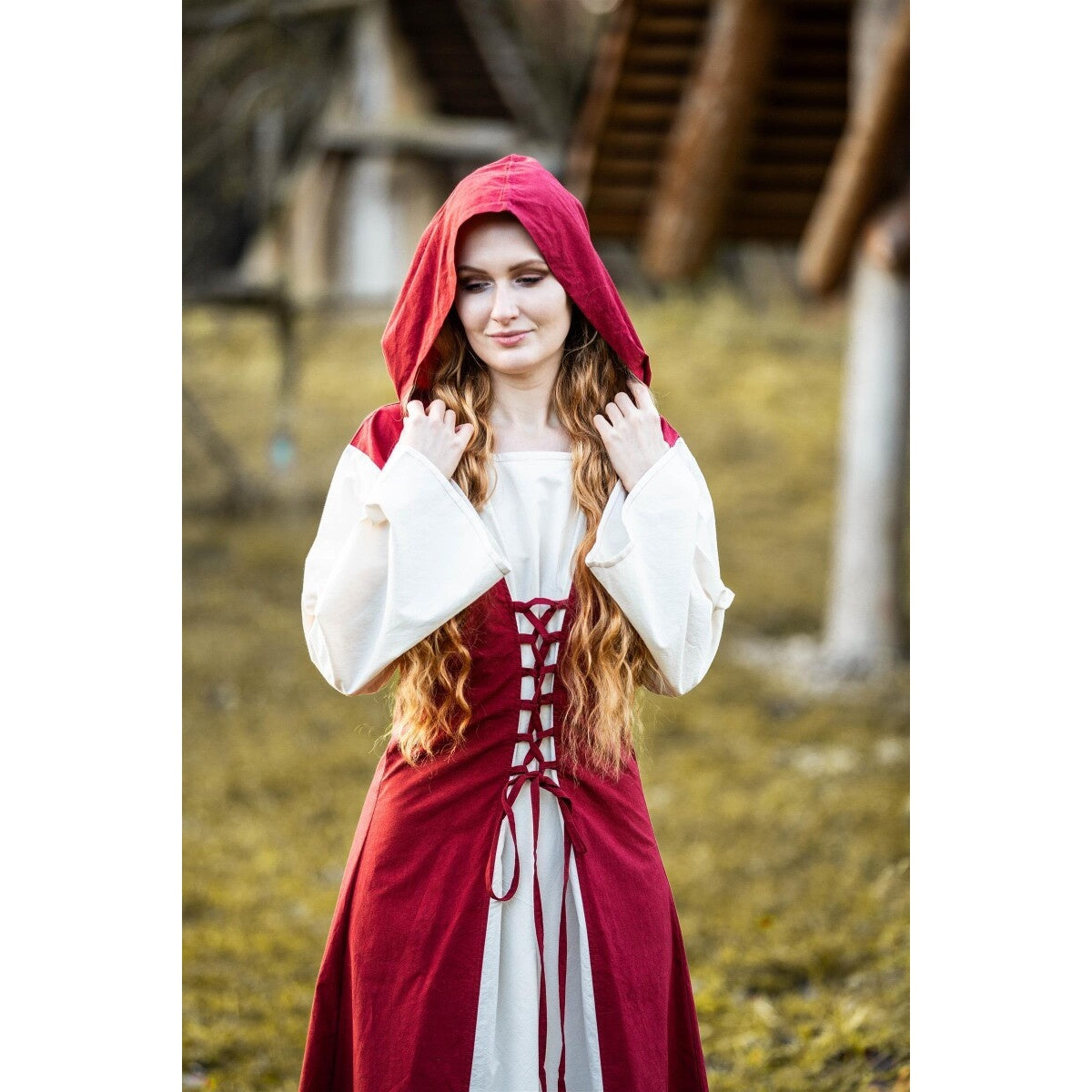 Imagen del producto Vestido medieval Genefe rojo-beige