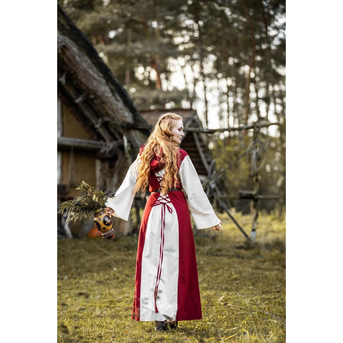 Imagen del producto Vestido medieval Genefe rojo-beige