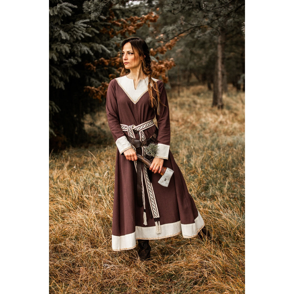 Imagen del producto Vestido medieval Jorunn marrón-beige