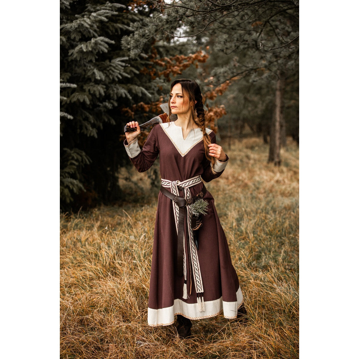 Imagen del producto Vestido medieval Jorunn marrón-beige