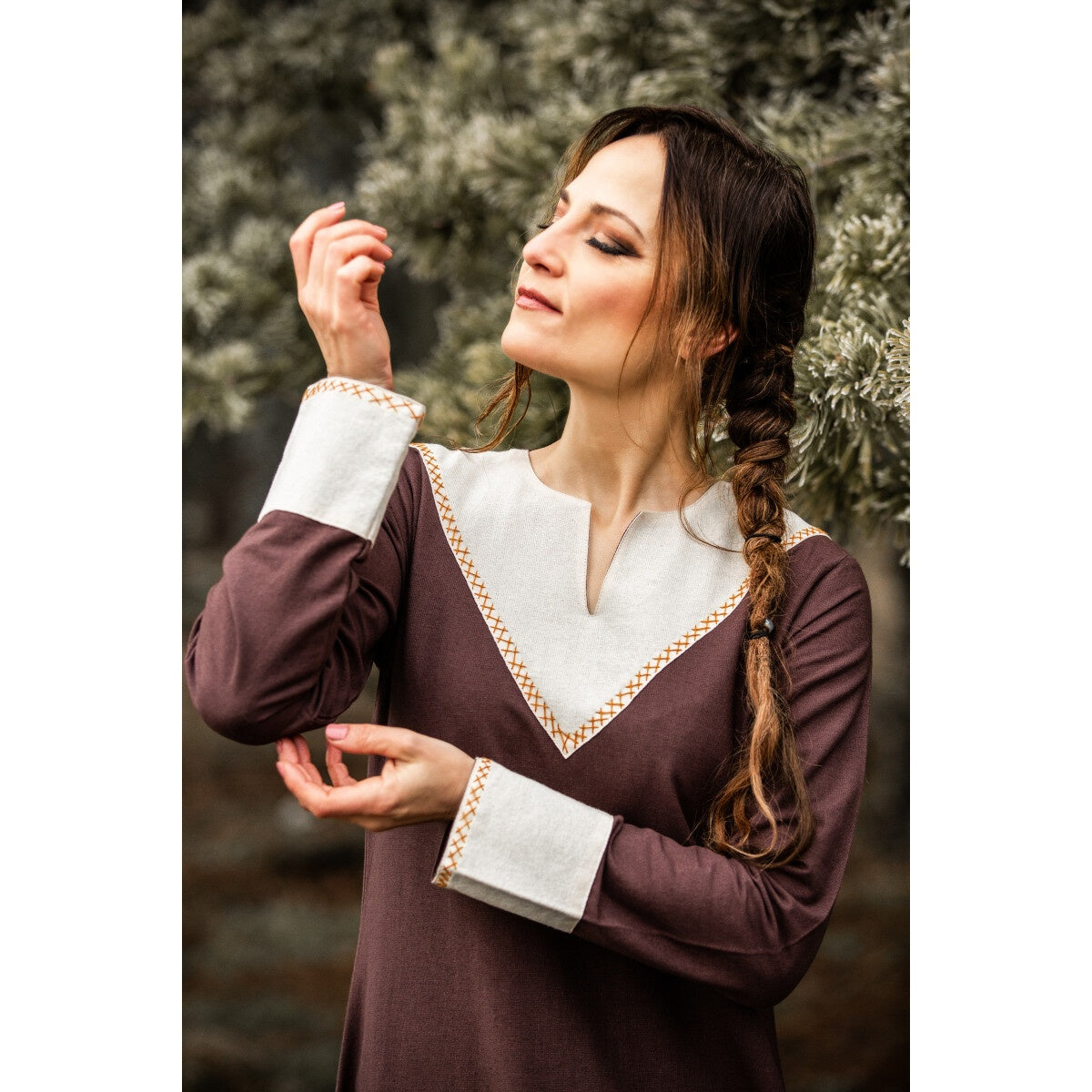 Imagen del producto Vestido medieval Jorunn marrón-beige