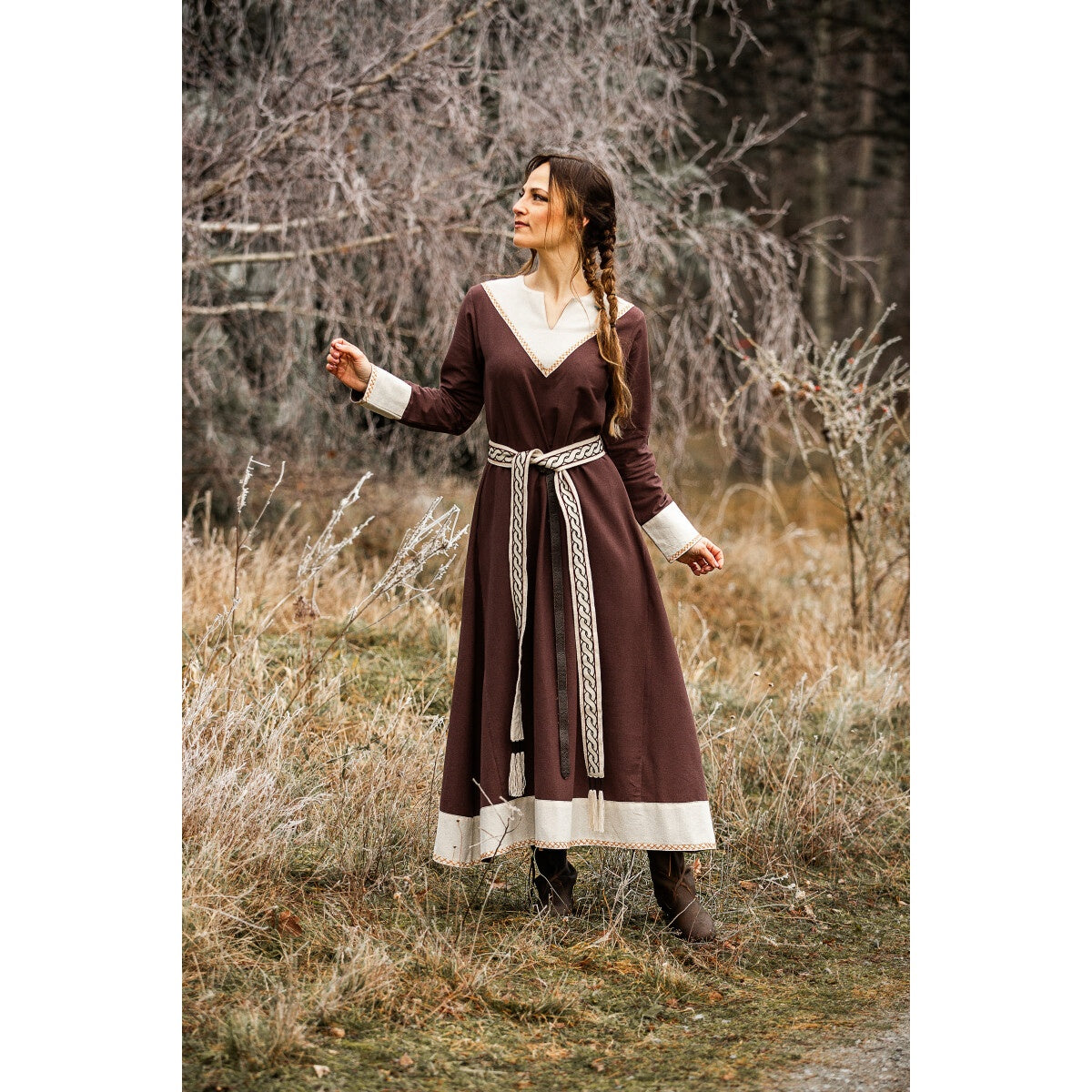 Imagen del producto Vestido medieval Jorunn marrón-beige