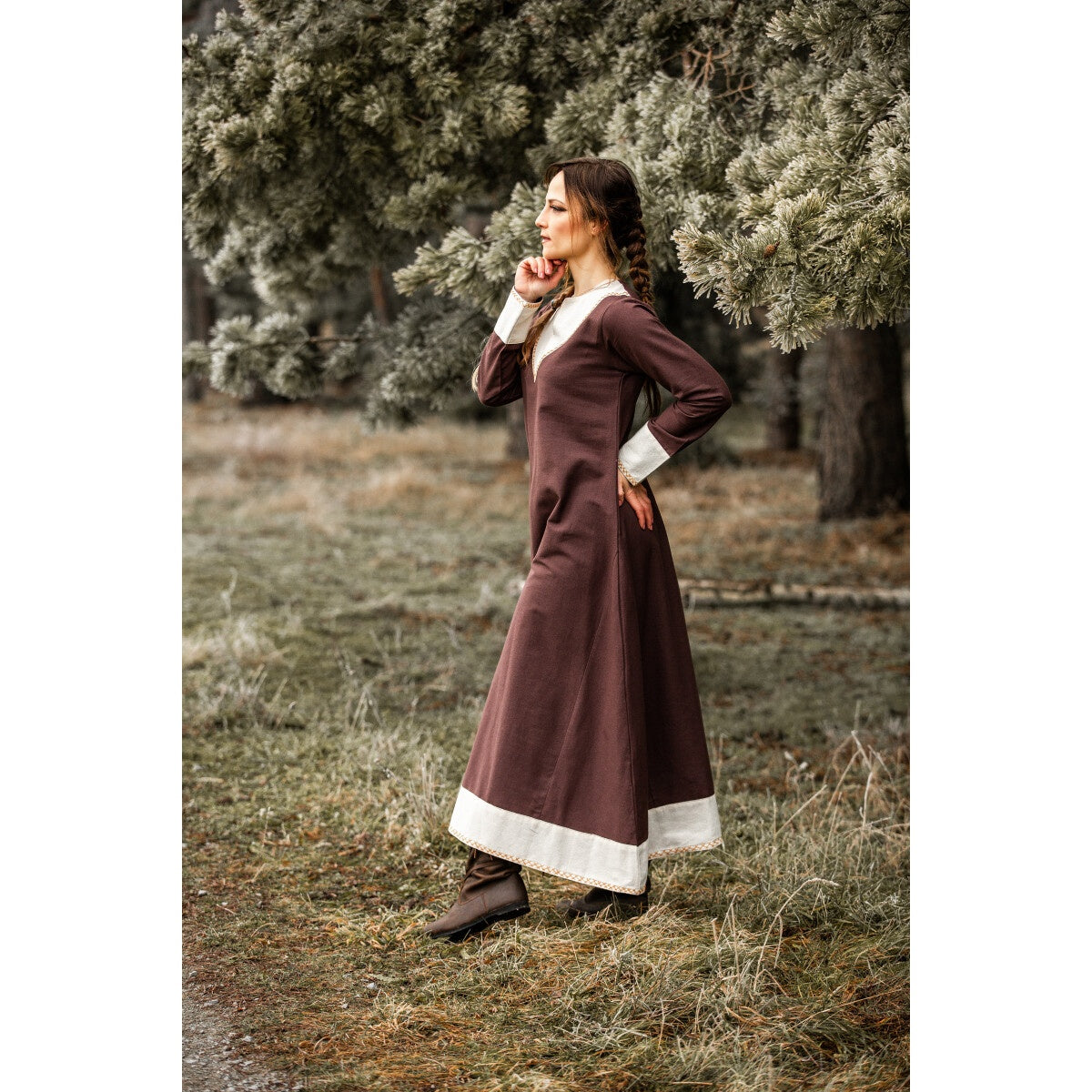 Imagen del producto Vestido medieval Jorunn marrón-beige