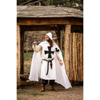 Imagen del producto Capa medieval de los Caballeros Templarios Baldwin blanco-negro