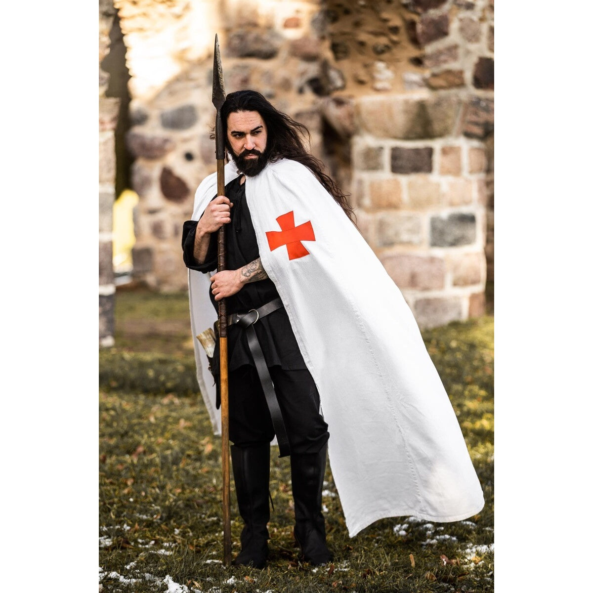 Imagen del producto Capa medieval de los Templarios Baldwin blanco-rojo