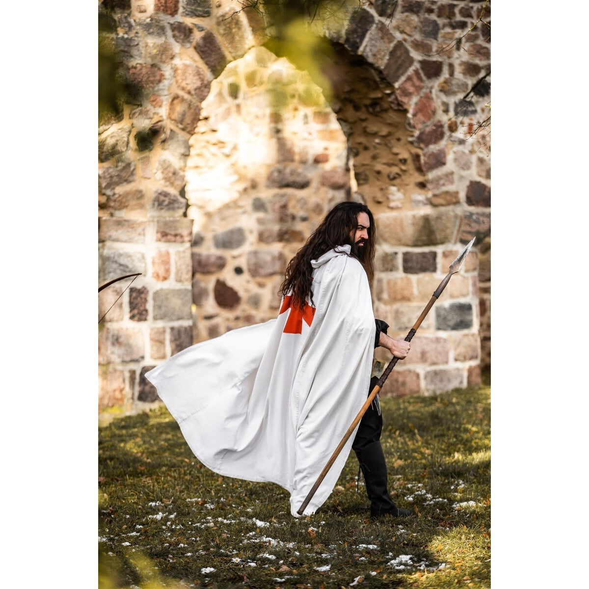 Imagen del producto Capa medieval de los Templarios Baldwin blanco-rojo