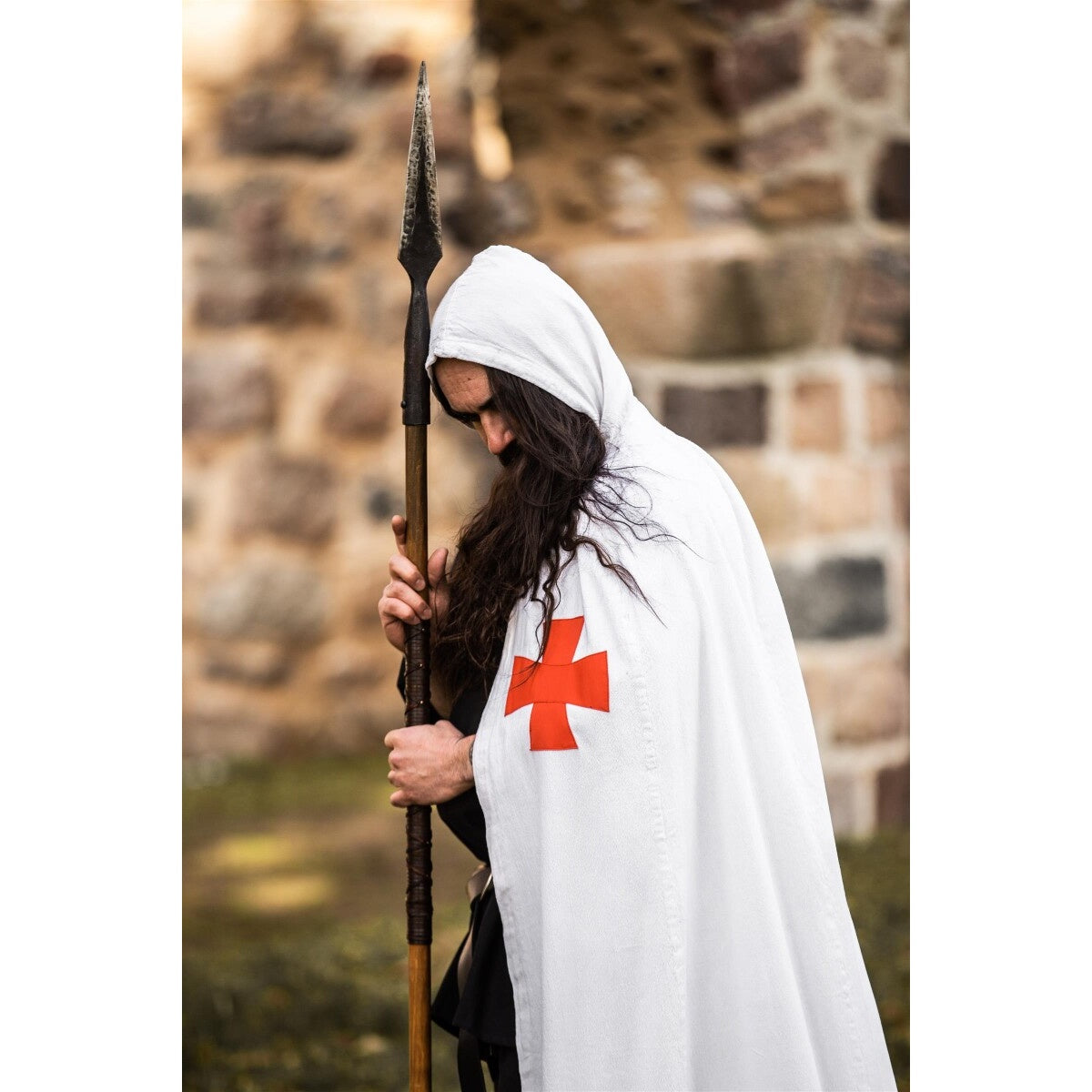 Imagen del producto Capa medieval de los Templarios Baldwin blanco-rojo
