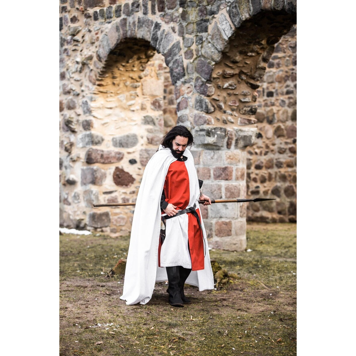 Imagen del producto Capa medieval del caballero templario Arnulf blanco-rojo