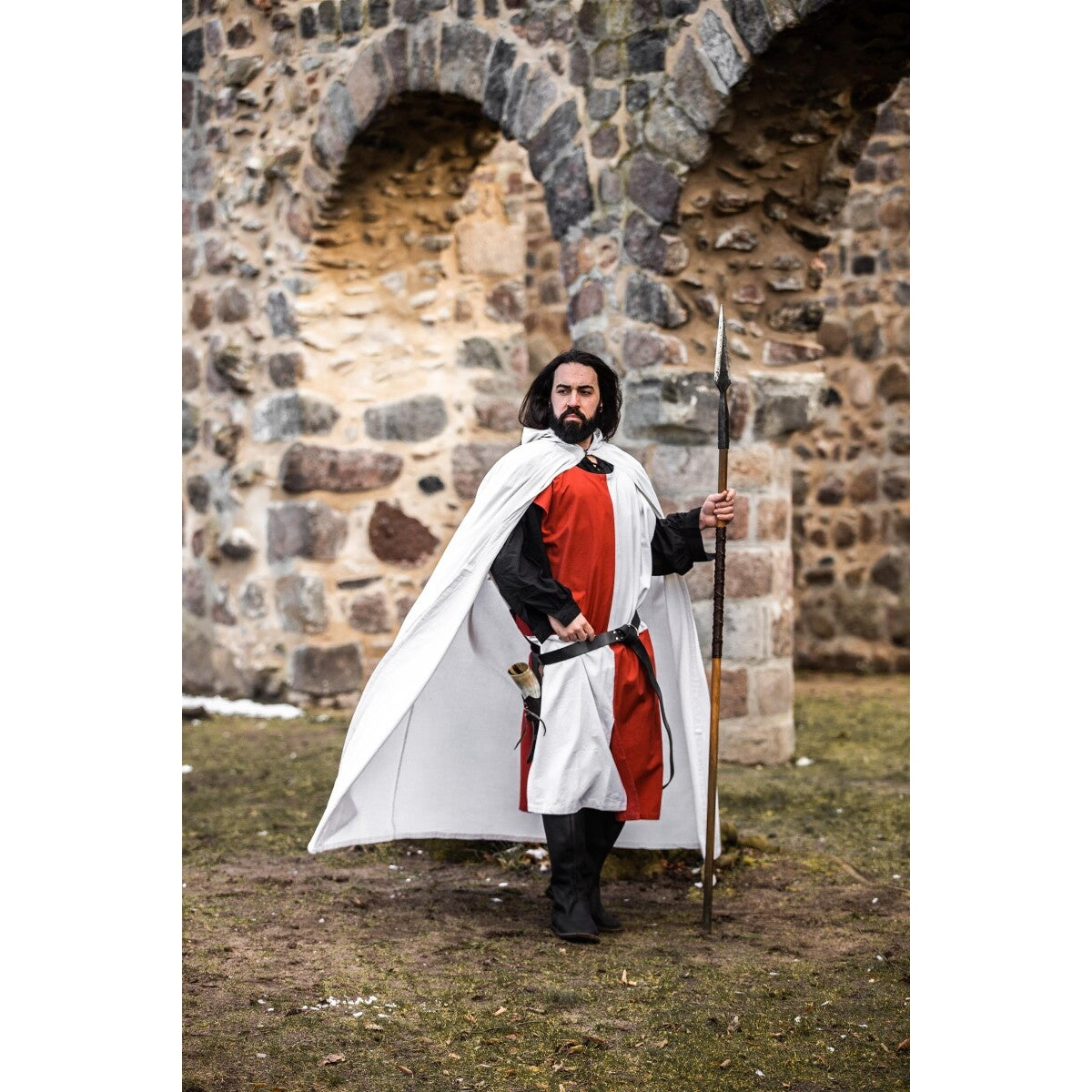 Imagen del producto Capa medieval del caballero templario Arnulf blanco-rojo