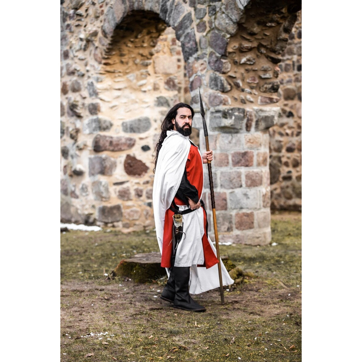 Imagen del producto Capa medieval del caballero templario Arnulf blanco-rojo