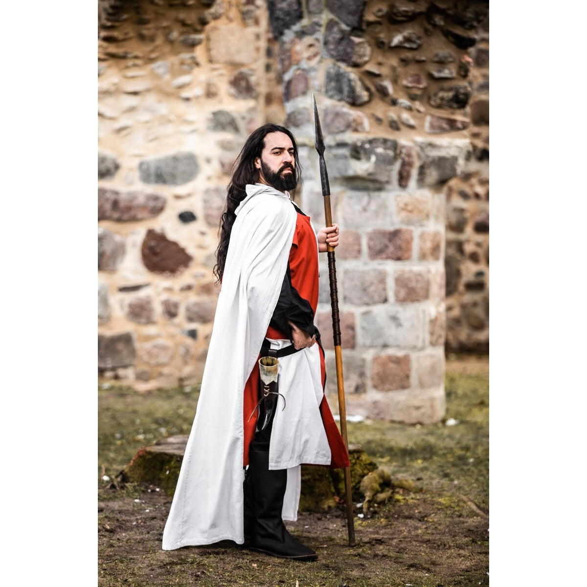 Imagen del producto Capa medieval del caballero templario Arnulf blanco-rojo