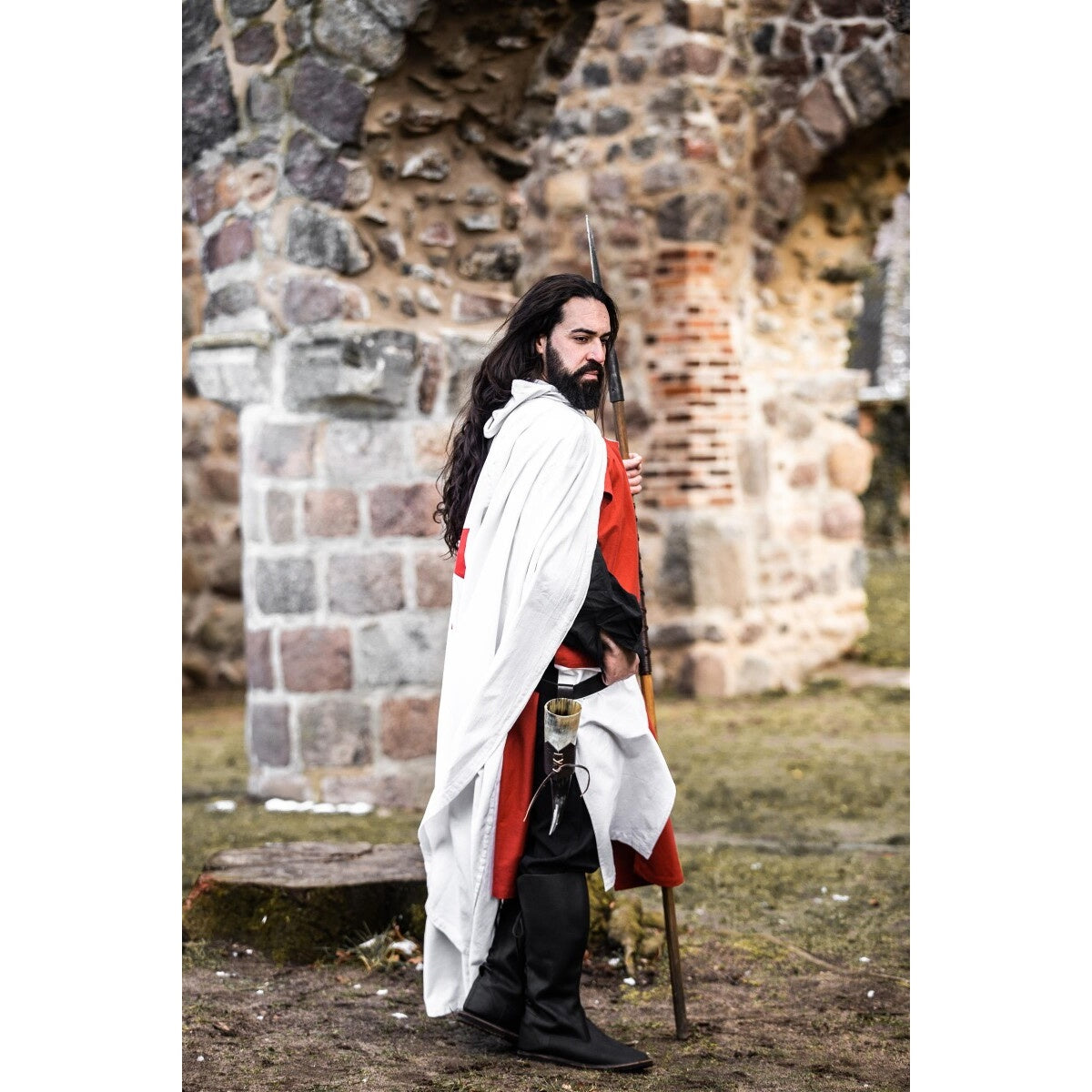 Imagen del producto Capa medieval del caballero templario Arnulf blanco-rojo