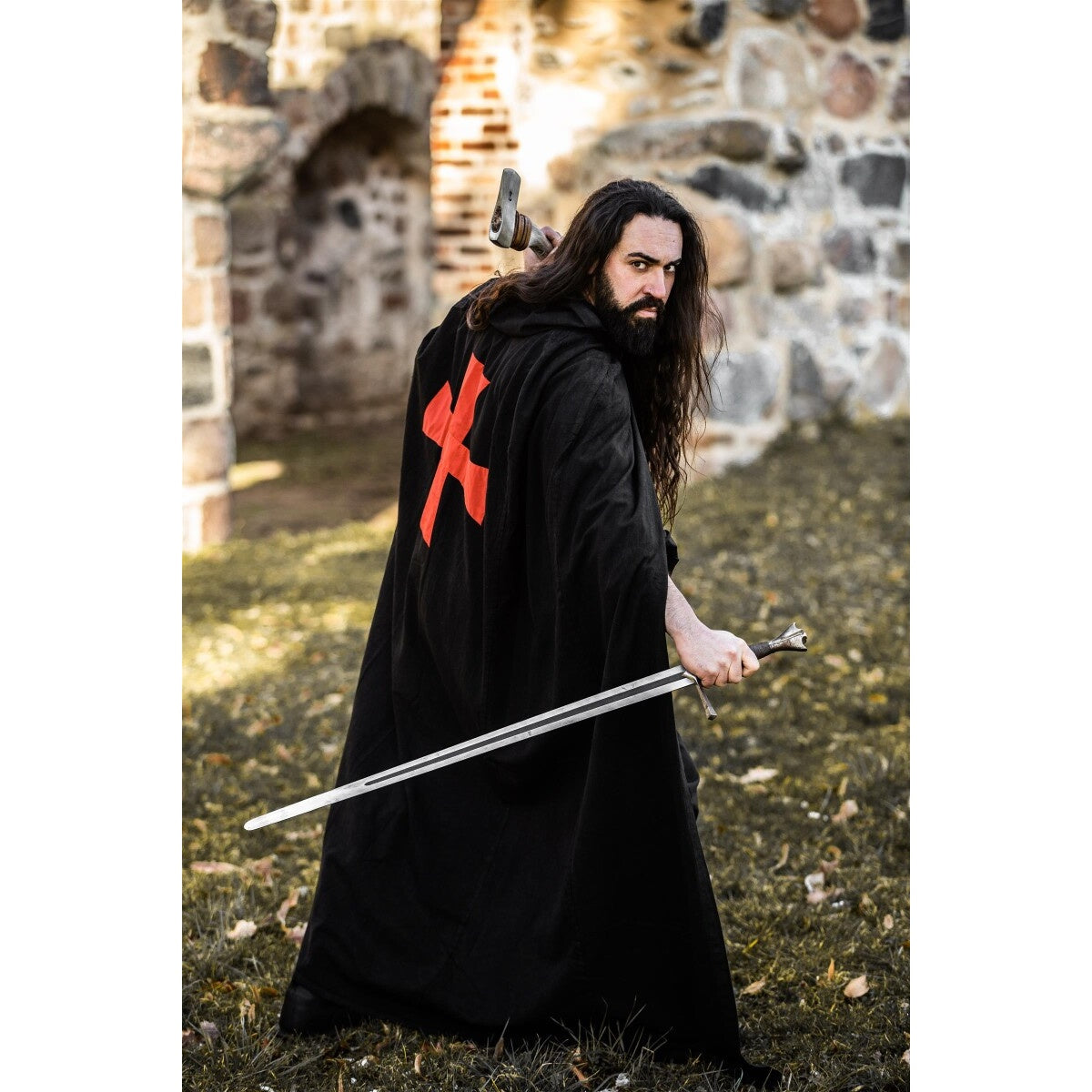 Product image Medieval Cloak of the Templar Knights Arnulf black-red
