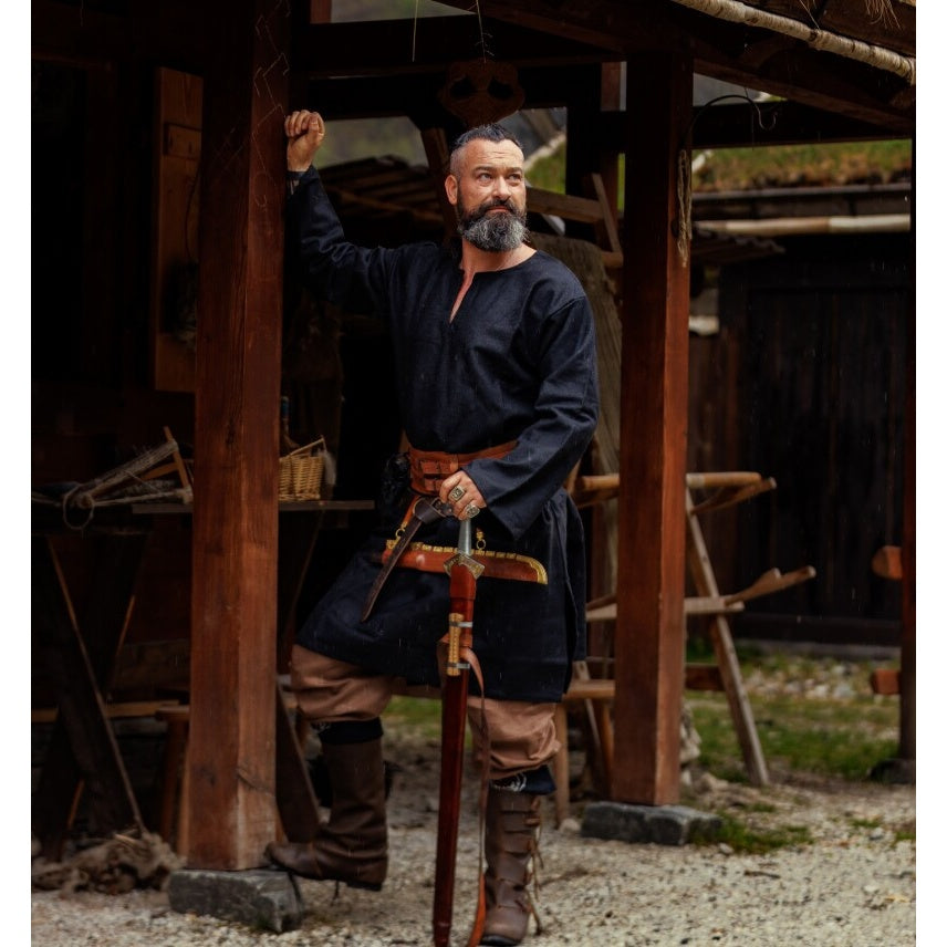 Imagen del producto Túnica vikinga medieval de lana Olvisson negra