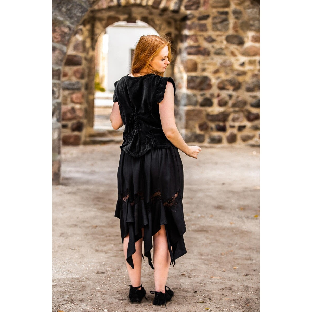 Imagen del producto Chaleco corsé medieval de terciopelo Adrienne negro