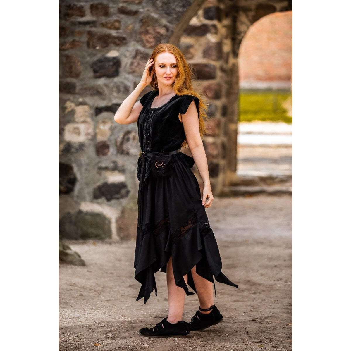 Imagen del producto Chaleco corsé medieval de terciopelo Adrienne negro