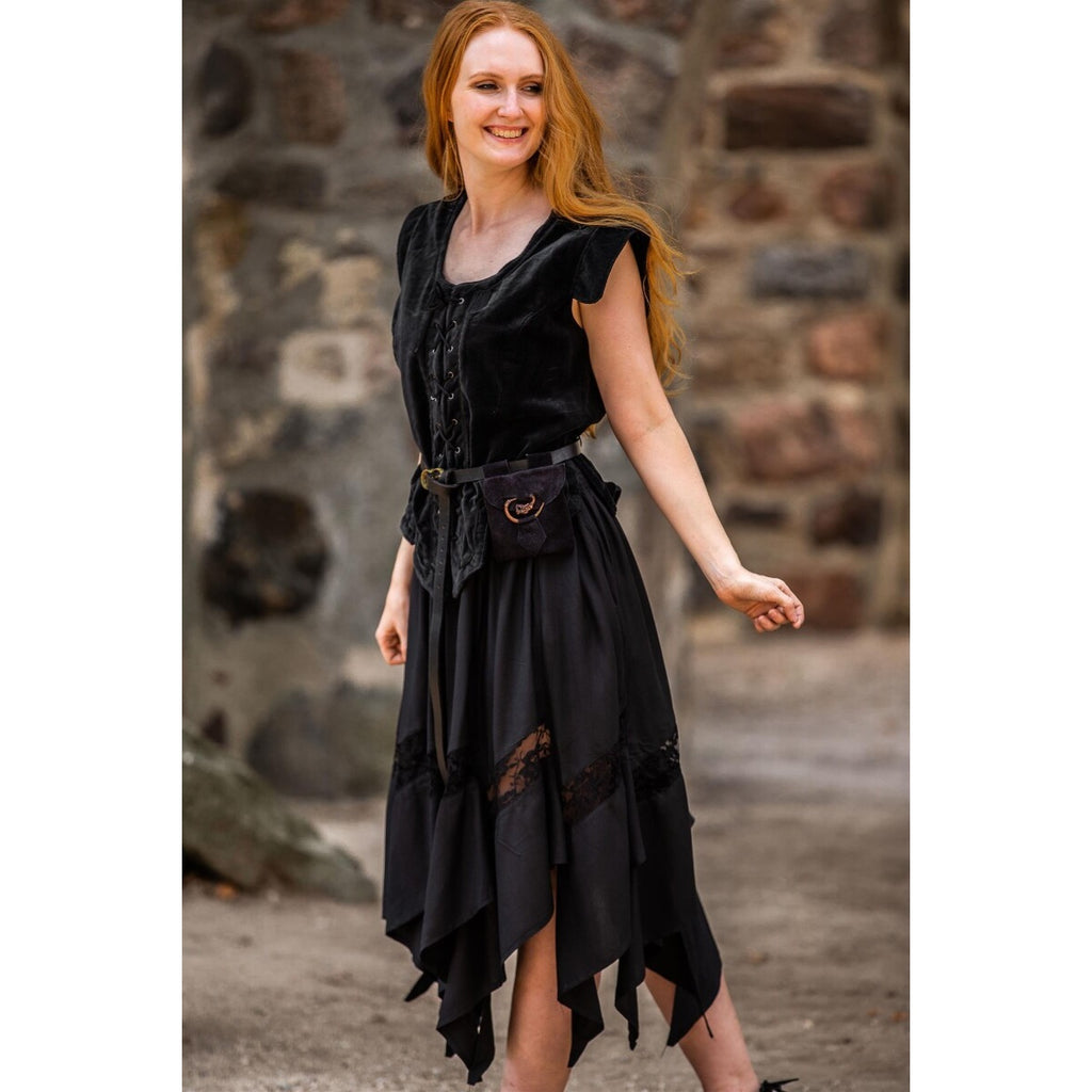 Imagen del producto Chaleco corsé medieval de terciopelo Adrienne negro