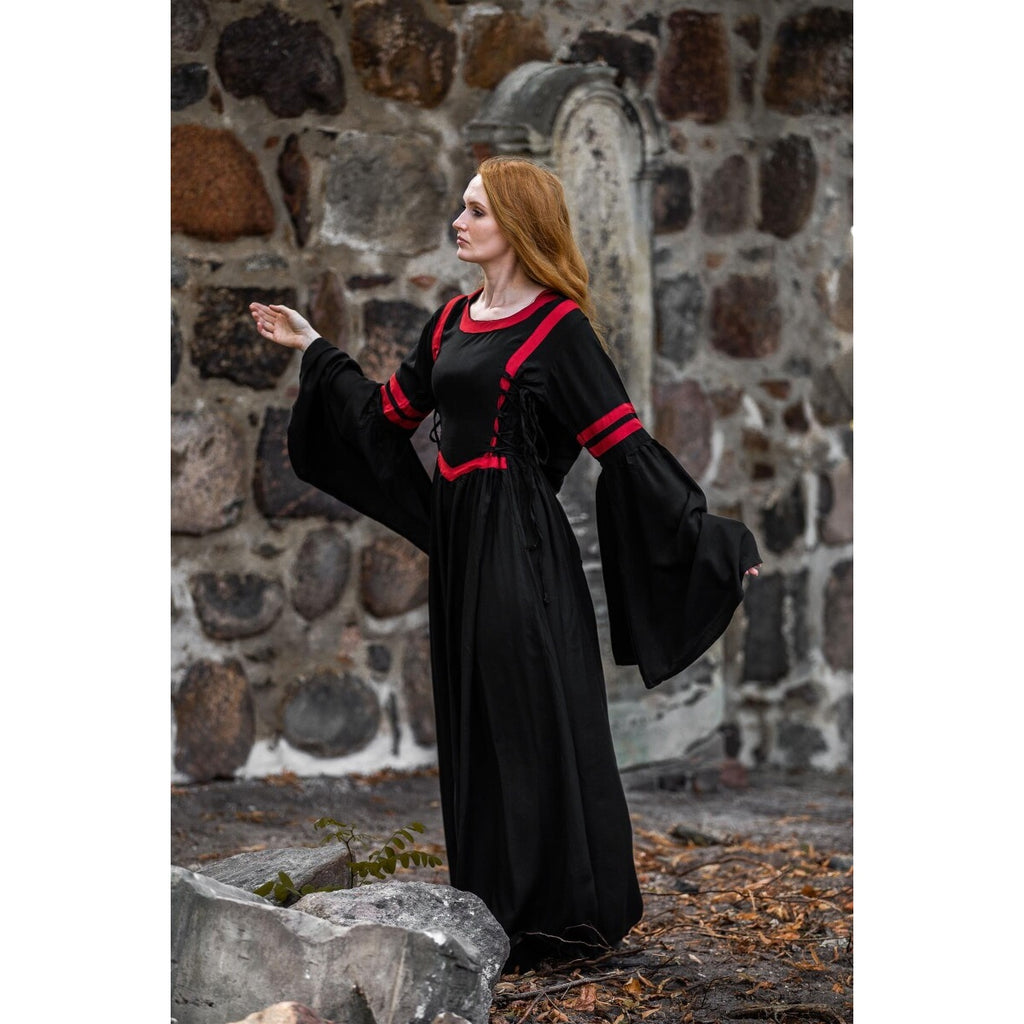 Imagen del producto Vestido medieval con capucha Isolde negro-rojo