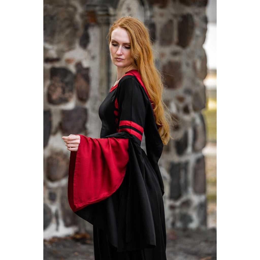 Imagen del producto Vestido medieval con capucha Isolde negro-rojo