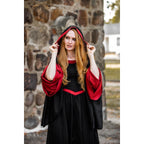 Imagen del producto Vestido medieval con capucha Isolde negro-rojo
